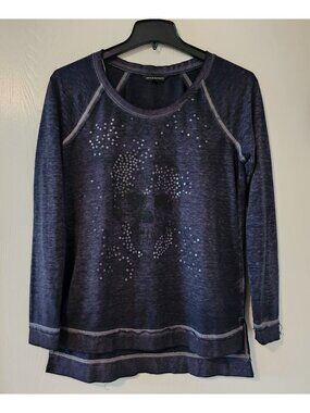 Rock & Republic Womens Long Sleeve Skull Graphic Tunic Top Size M Witchy Goth